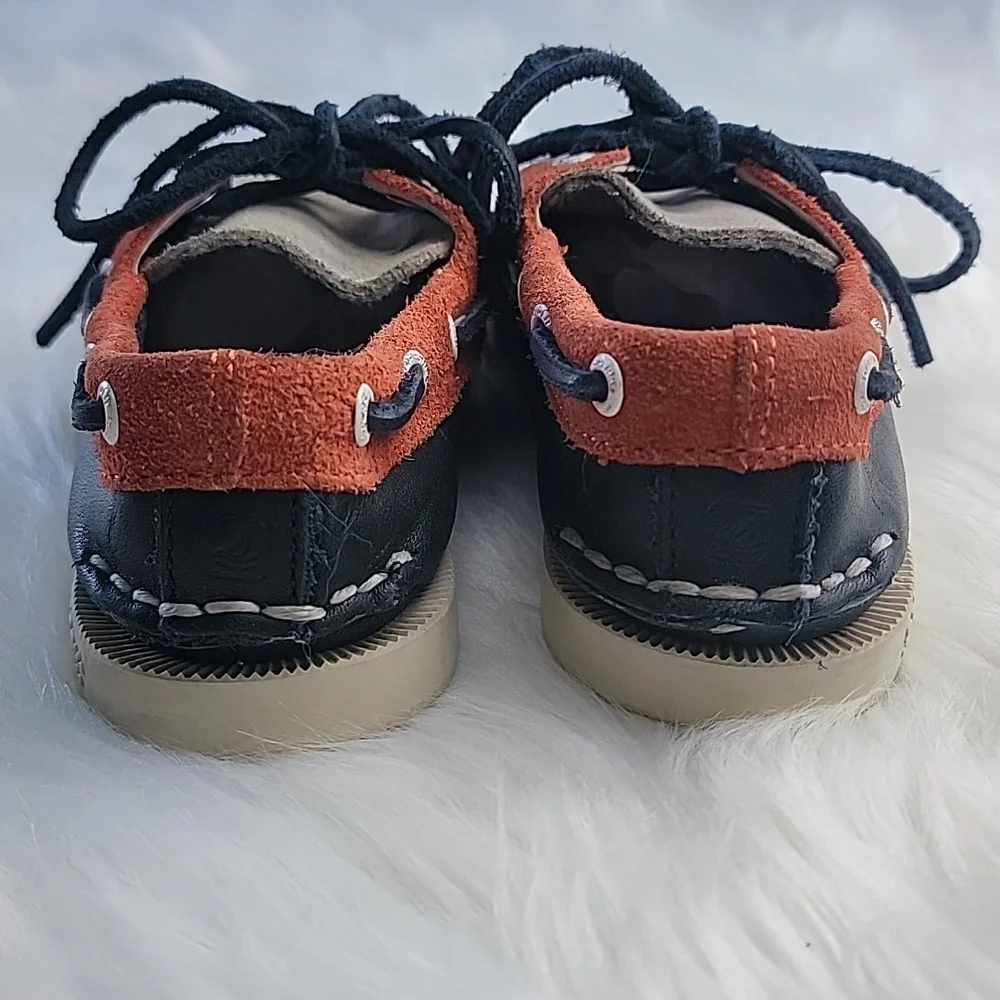 SPERRY Blue Orange Color‎ Block Leather Suede Preppy Summer Lace Up Boat Shoes 9